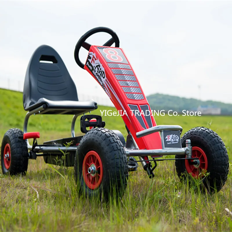 Go Kart Pedal Kids - 4-Rad-Kinder-Gokart, pedalbetriebenes Gokart mit Gummirädern, 10-Zoll-Luftreifen-Gokart