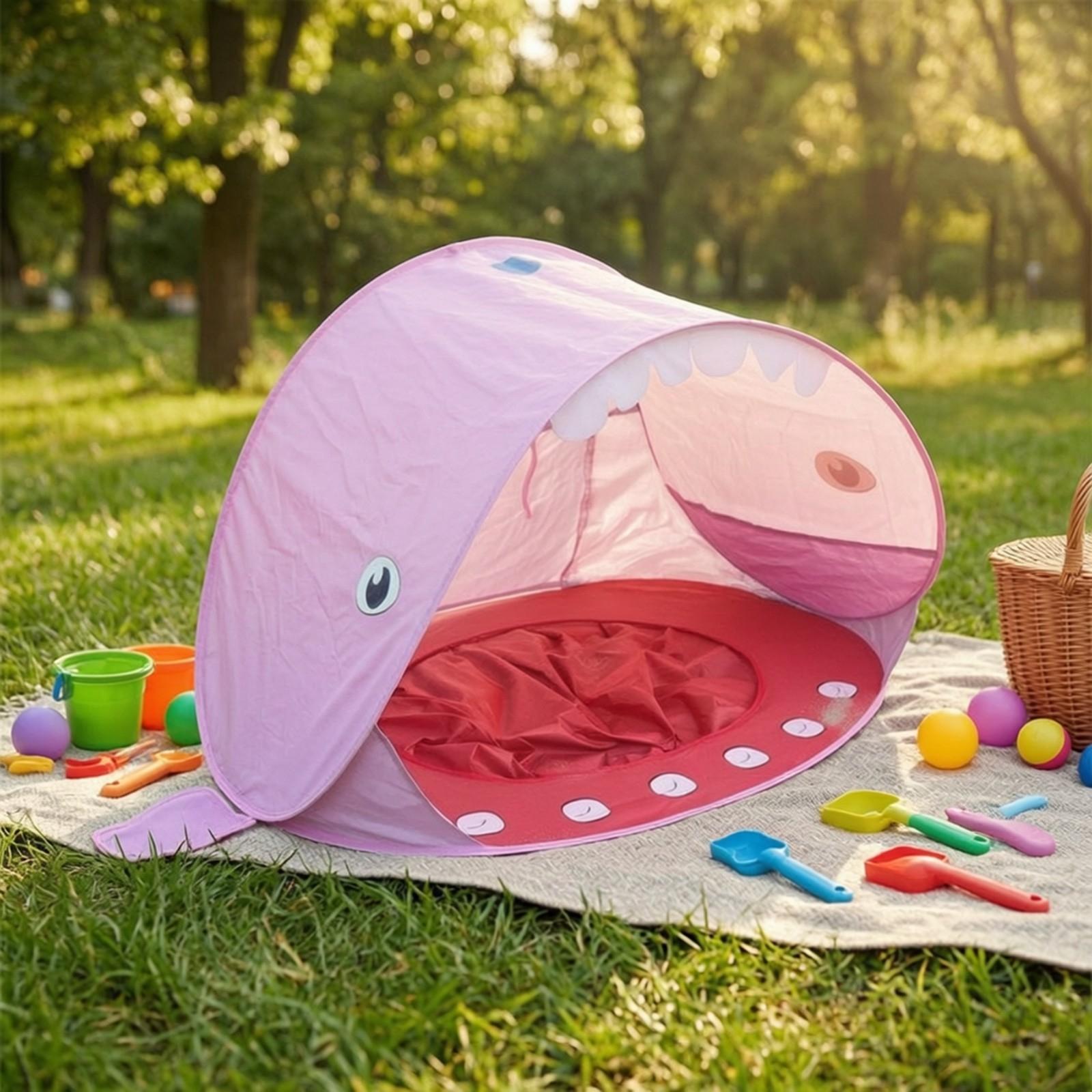 Kids Outdoor Tent - Kinder-Strand-Pop-Up-Zelt mit Rückenflossendach und Zahnrand-Druck, Sonnenschutz