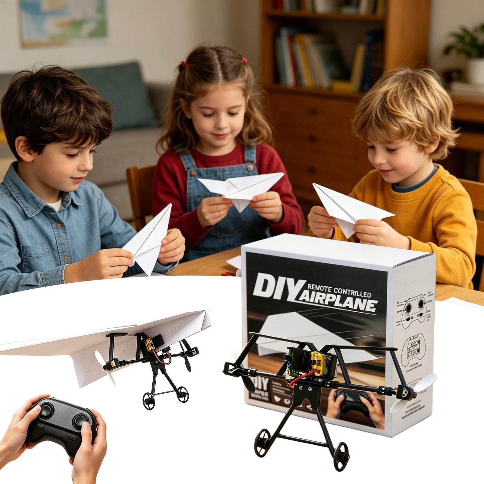 Kids Outdoor Fun - DIY RC Papierflugzeug-Bausatz Flugzeugspielzeug mit Gyro-Stabilisator