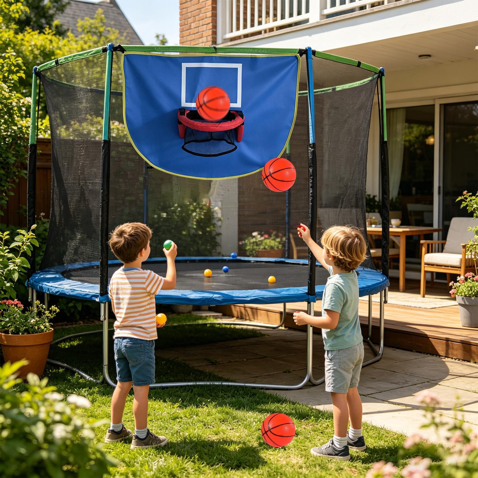 Kids Outdoor Trampoline - Trampolin-Basketballkorb mit Pumpe & 3 Bällen