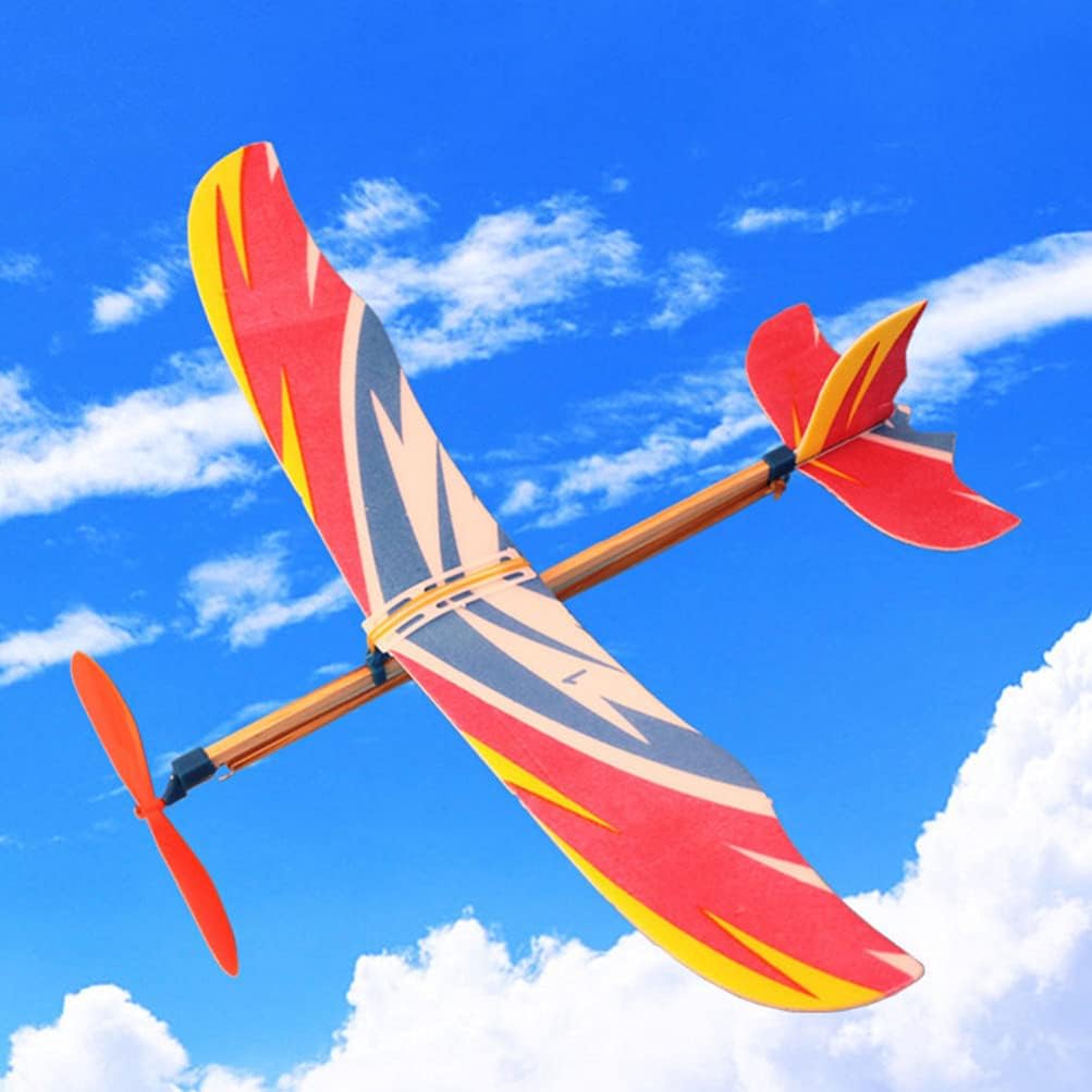 Kids Outdoor Fun - 10 Stück Flugzeugmodell mit Gummibandantrieb Segelflugzeuge