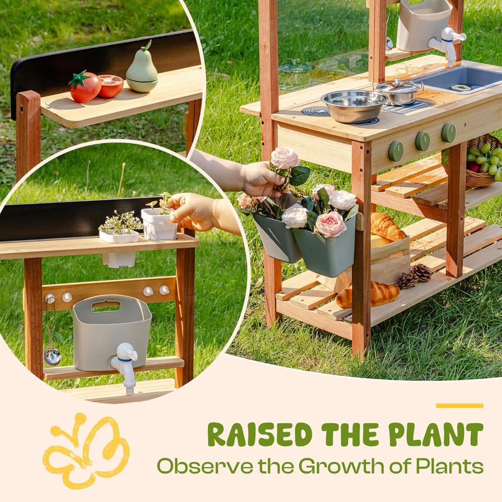 US-Versand: Holz-Schlammküche  – Kids Outdoor Mud Kitchen Bewertung und Preis