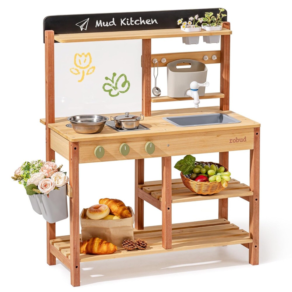 US-Versand: Holz-Schlammküche  – Kids Outdoor Mud Kitchen Bewertung und Preis