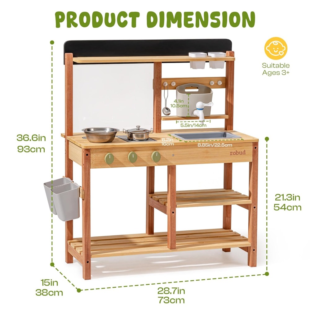 US-Versand: Holz-Schlammküche  – Kids Outdoor Mud Kitchen Bewertung und Preis